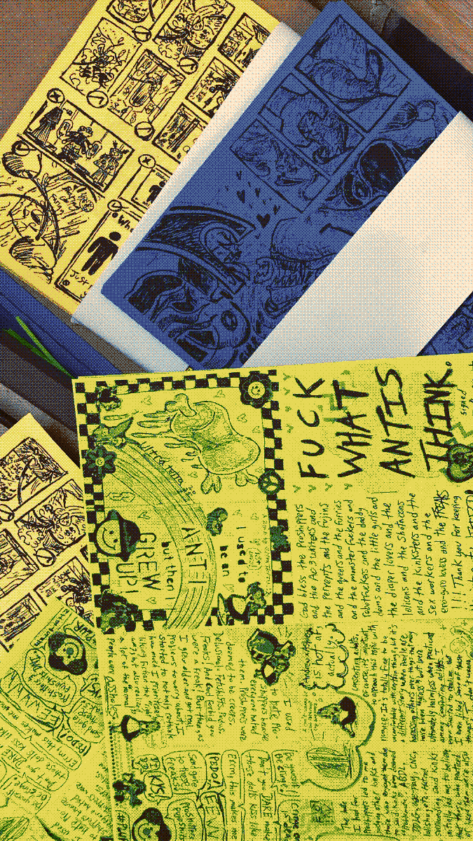Picture of my zines after they had been printed with a risographer printer.