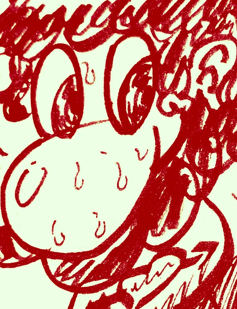 Marker sketch of Mario working on the floor while his buttcrack is slightly exposed.