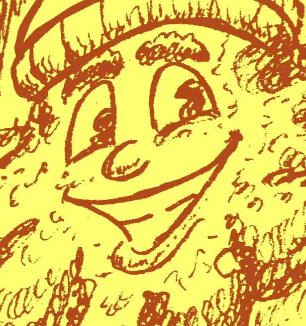 Pen sketch of Bigfoot flexing his muscles, while wearing nothing but a jockstrap.