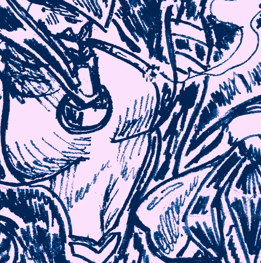 Pen drawing of older XLR8 about to fuck reboot/younger XLR8.