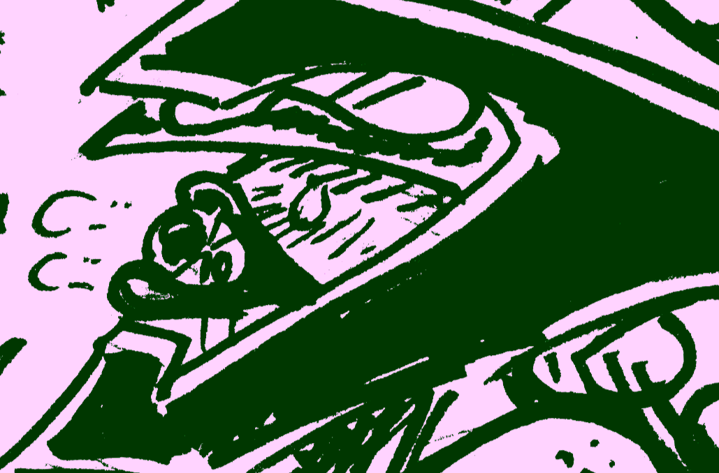Marker drawing of XLR8 being spanked by Grandpa Max over his lap. 8 has a ballgag in his mouth, and his eyes are covered by his visor. 8's arms and legs are bound together by rubber, and the rest of his body is completely naked.