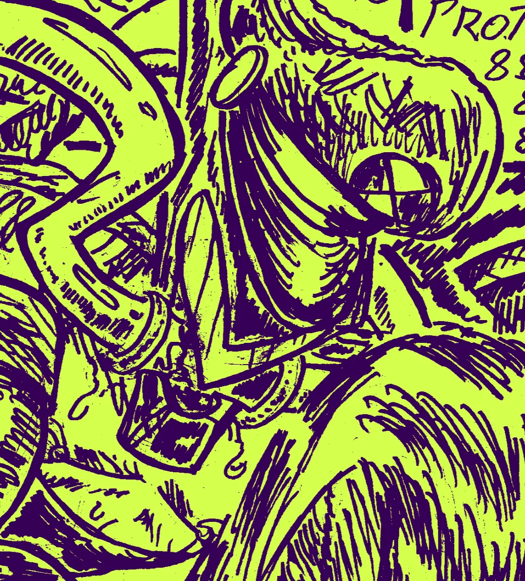 Pen drawing of Fasttrack anally penetrating XLR8 in order to drive him like a motorcycle.