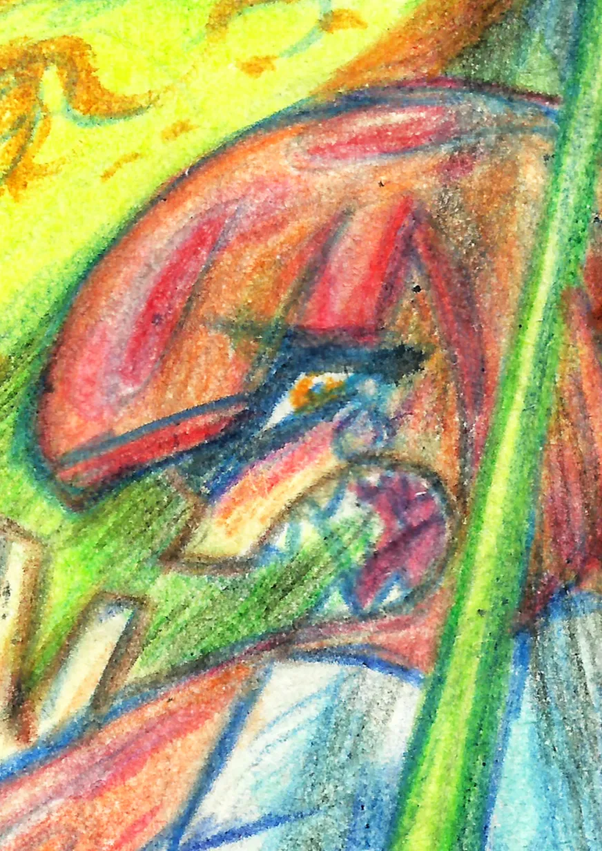 Watercolour art of a wedgied inking girl facing towards a heavily graffited wall in public. Her exposed butt is covered in spark marks and writing that says: SPAWN CAMPER. She's crying, looking over her shoulder towards the viewer.